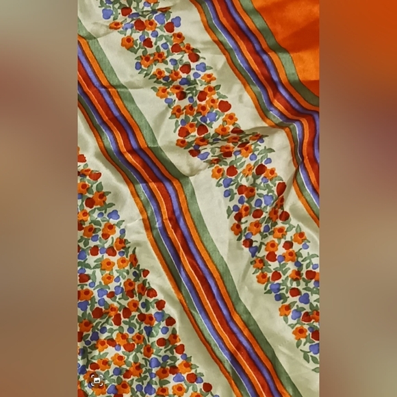 BEAUTIFUL MULTICOLORED VINTAGE FLORAL & STRIPED SILK SCARF 🧡 - Picture 4 of 4